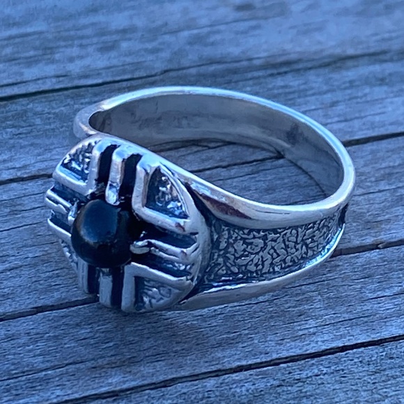 MEDICINE WHEEL Ring .925 Sterling Silver w/ genuine Star Diopside made in USA - Picture 4 of 14